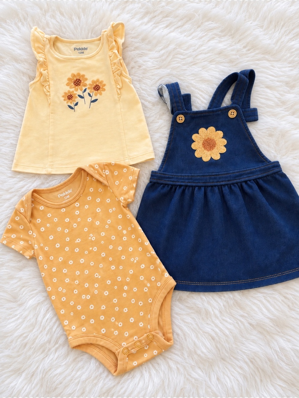 Peikkler Yellow & Navy Sunflower Kids Matching Set